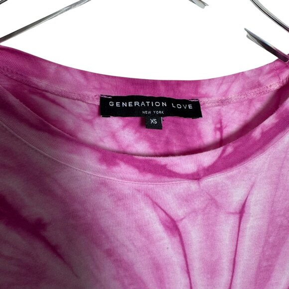 GENERATION LOVE Deep Pink Tie-Dye Puff Sleeve long sleeve tee t-shirt size XS - Picture 3 of 5